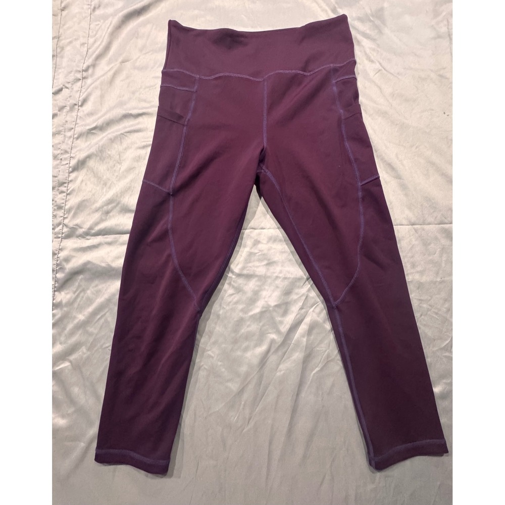 Zyia Active Plum Purple High Waisted Pocket Leggings Size 12 Cropped Yoga Pants